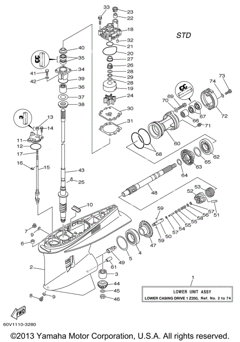 LOWER CASING DRIVE 1 Z250