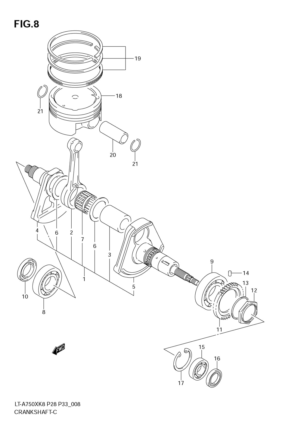 2008 Suzuki LT A750X,Z CRANKSHAFT ATVs Parts Finder Diagrams