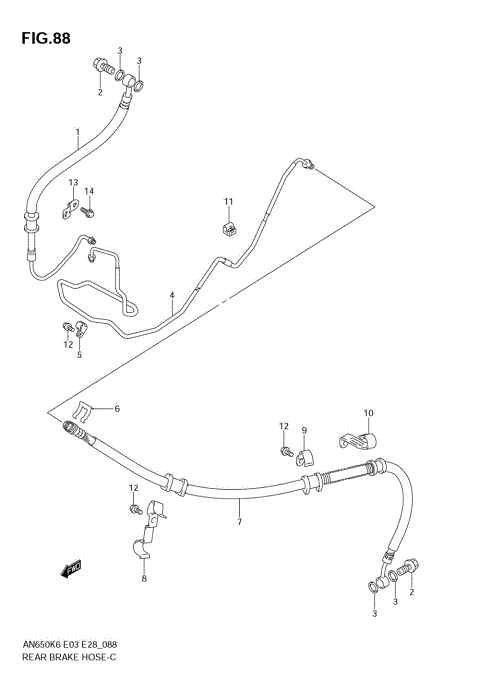 REAR BRAKE HOSE (AN650AK6/AK7/AK8)