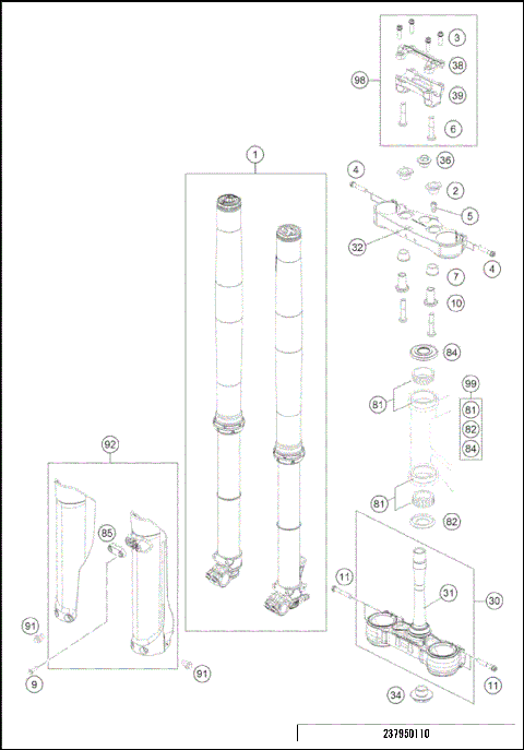 FRONT FORK, TRIPLE CLAMP