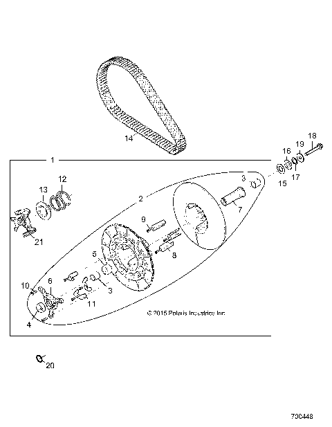 DRIVE TRAIN, SECONDARY CLUTCH - Z16VDE92NH/NW (700448)