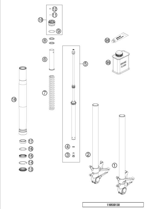 FRONT FORK DISASSEMBLED            