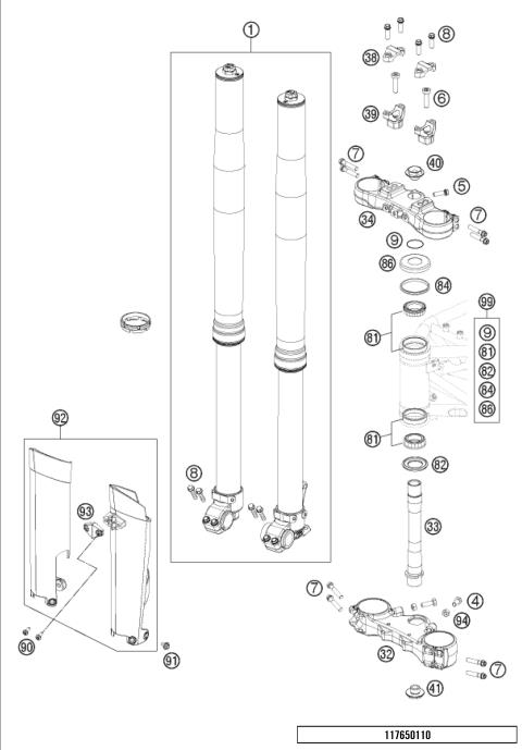 FRONT FORK, TRIPLE CLAMP           