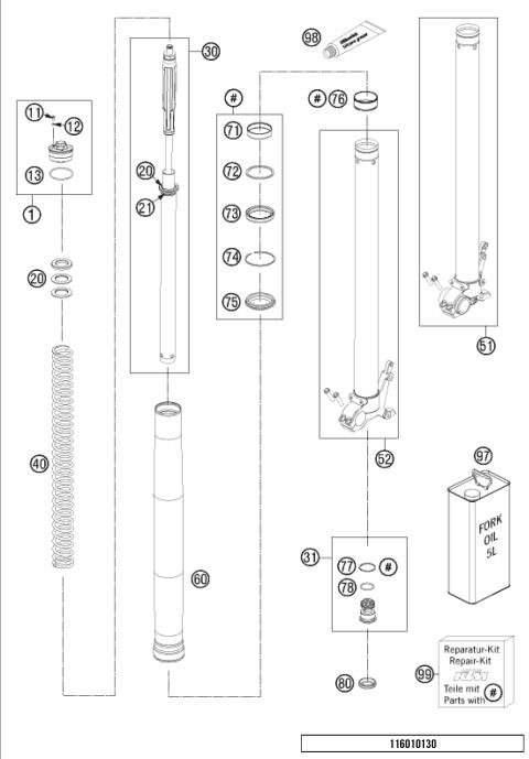 FRONT FORK DISASSEMBLED            