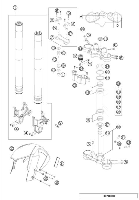 FRONT FORK, TRIPLE CLAMP           