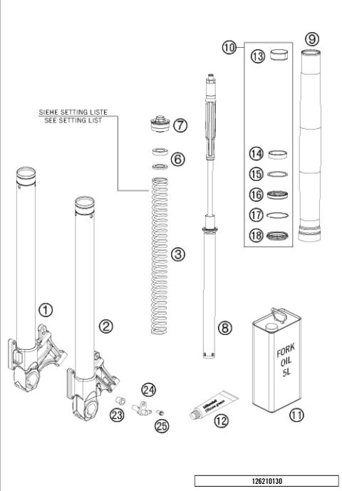FRONT FORK DISSASSEMBLED           