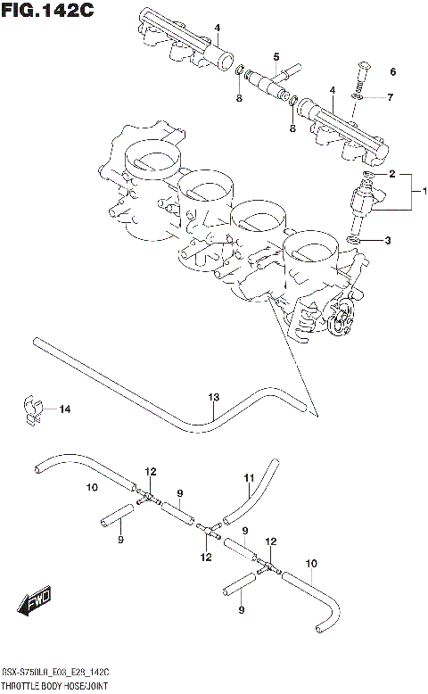THROTTLE BODY HOSE/JOINT (GSX-S750ZL8 E03)
