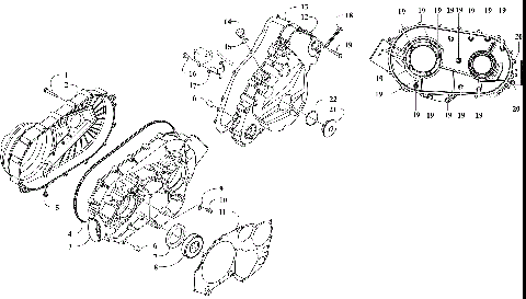 CLUTCH/V-BELT/MAGNETO COVER ASSEMBLY  [303132]