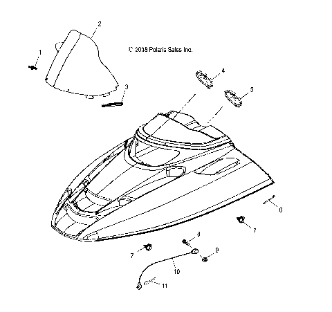 BODY, HOOD ASM. and WINDSHIELD - S09NT5BS/BE/BSF/NU5BS/BE (49SNOWHOODMTG09TRLTRG)