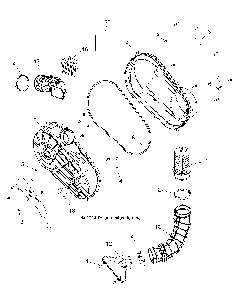 DRIVE TRAIN, CLUTCH COVER AND DUCTING - Z16VBE87FR/NR/JR (49RGRCLUTCHCVR15RZR900)