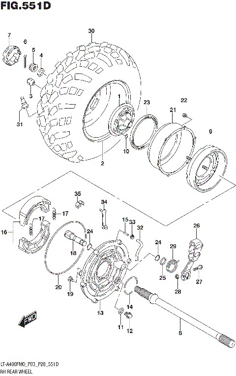 RH REAR WHEEL (LT-A400FZM0 P28)