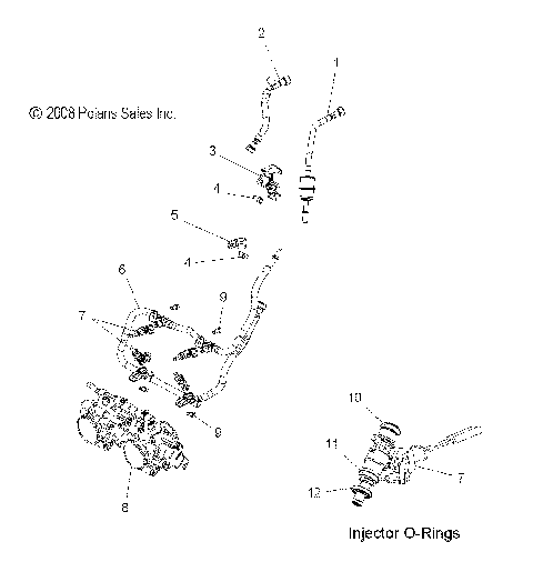 FUEL SYSTEM, RAIL, LINES and THROTTLE BODY - S10PR8ESA/ESL (49SNOWFUELLINE09600IQ)