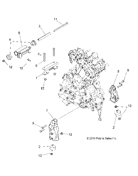 ENGINE, MOUNTING & LONG BLOCK - A14MH57FA/FJ (49ATVENGINEMTG14SP570)