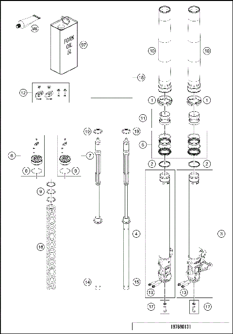 FRONT FORK DISASSEMBLED