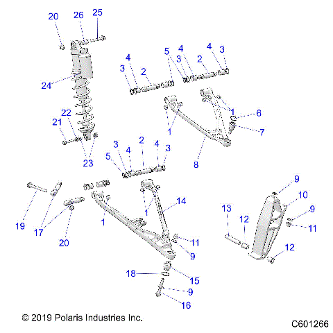 SUSPENSION, CONTROL ARMS, SPINDLE, AND SHOCK MNTG. - S21ELS8RS/8RE ALL OPTIONS (600025)