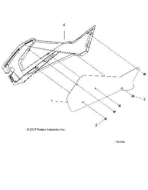 BODY, RIGHT HAND SIDE PANEL HEAT SHIELD AND HARDWARE 2 UP - A20SUE57D5 (101335)