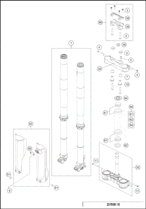 FRONT FORK, TRIPLE CLAMP