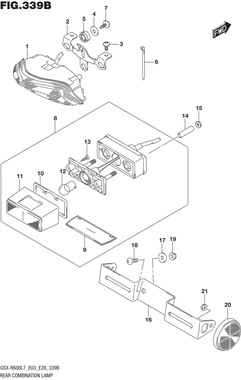 REAR COMBINATION LAMP (GSX-R600L7 E28)