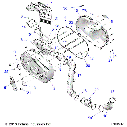 DRIVE TRAIN, CLUTCH COVER AND DUCTING - R21RSY99A9/AC/AP/AW/B9/BC/BP/BW (C700507)