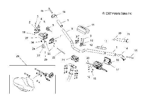 STEERING, HANDLEBAR and THROTTLE ASM. (IQ)(IQ DRAGON) - S08PB6/PB7/PP6/PP7 ALL OPTIONS (49SNOWHANDLEBAR08IQCFI)