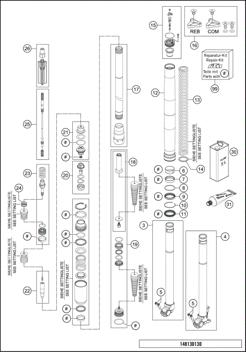 FRONT FORK DISASSEMBLED
