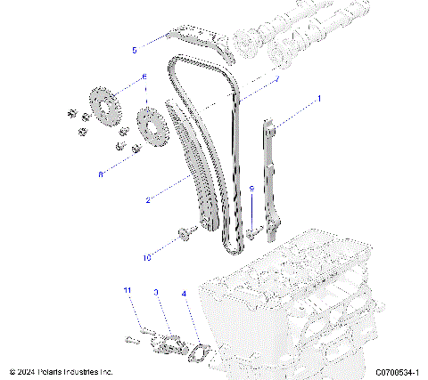 ENGINE, CAM CHAIN AND TENSIONER