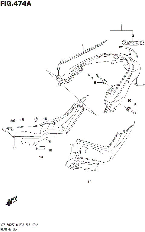 REAR FENDER (FOR BBD)  (VZR1800BZL6 E28)