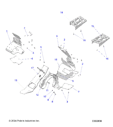 CHASSIS, CLUTCH GUARD and FOOTRESTS - S24FJE9FS/9FE ALL OPTIONS (C602838)