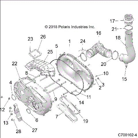 DRIVE TRAIN, CLUTCH COVER AND DUCTING - Z19VGE99AK/AW/BK/BW (C700102-4)