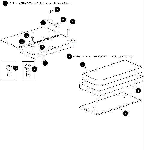 FLIP SEAT BOTTOM ASSEMBLY  [302633]