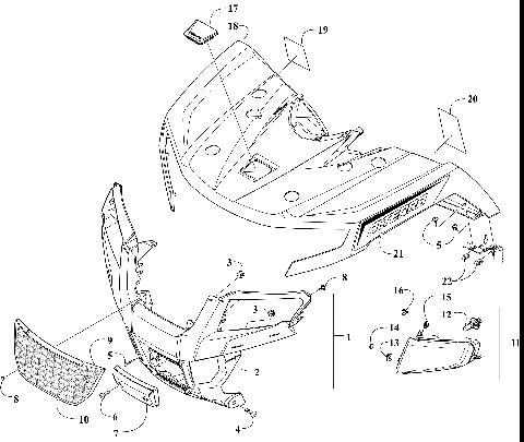 FRONT BODY PANEL AND HEADLIGHT ASSEMBLIES [301587]