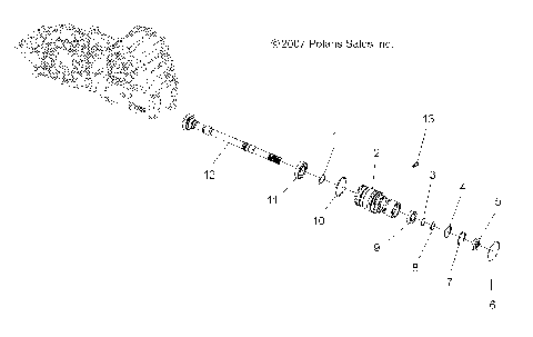 DRIVE TRAIN, GEARCASE FRONT OUTPUT SHAFT - A10MH50AJ/AX/AZ (49ATVSHAFTOUTPUT08SP500)