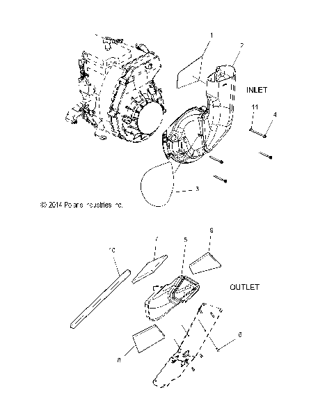 ENGINE, AIR INLET and OUTLET DUCTS - S15CJ5BSL/BEL (49SNOWDUCT15550)