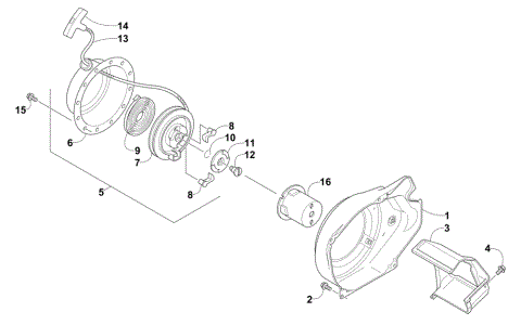 RECOIL STARTER AND AIR SHROUD ASSEMBLY