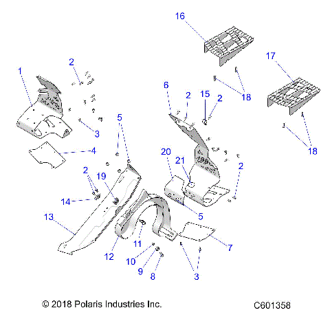 CHASSIS, CLUTCH GUARD and FOOTRESTS - S23FJE8PS/8PE (C601358)