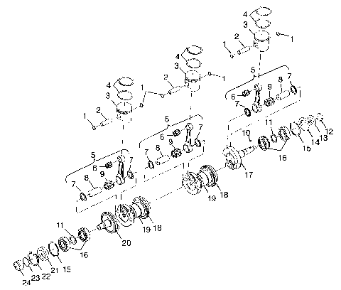 CRANKSHAFT & PISTON SL 900 B974091 and SL 1050 B974090 (4940974097C004)