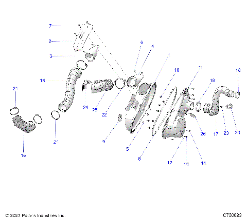 DRIVE TRAIN, CLUTCH COVER AND DUCTING - G25GXP99 (C750023)