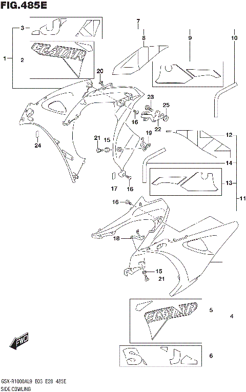 SIDE COWLING (GSX-R1000RA)(SEE NOTE 1)