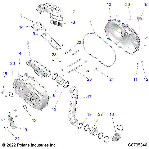 DRIVE TRAIN, CLUTCH COVER AND DUCTING - R25RSE99NP (C0705346)