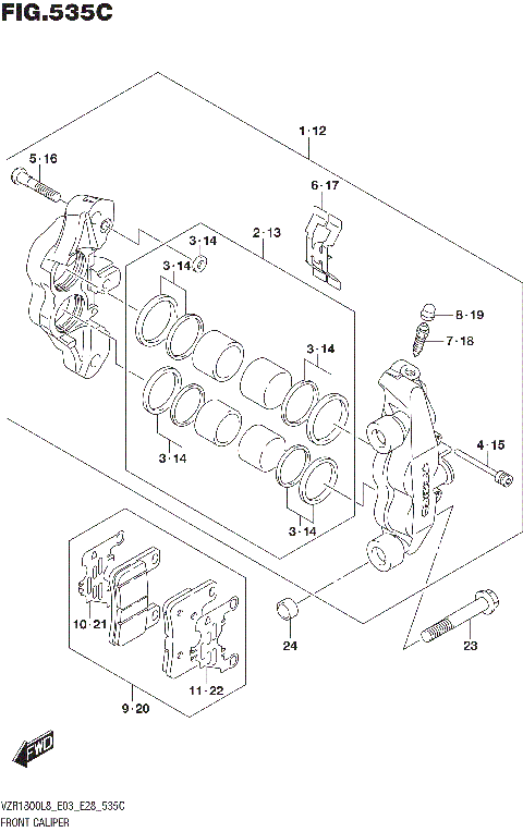FRONT CALIPER (VZR1800BZL8 E28)