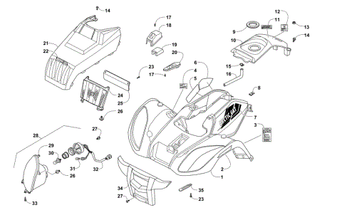 FRONT BODY PANEL AND HEADLIGHT ASSEMBLIES