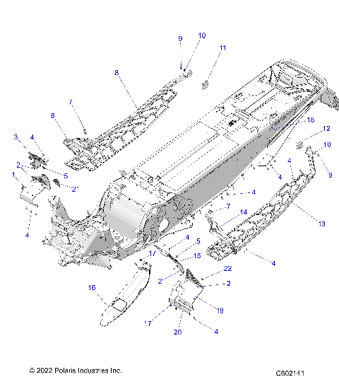 CHASSIS, CLUTCH GUARD, FOOTRESTS, and RUNNINGBOARDS - S24TKP9FS (C602141)