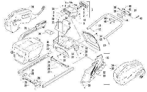 REAR BUMPER, RACK RAIL, SNOWFLAP, AND TAILLIGHT ASSEMBLY [95808]