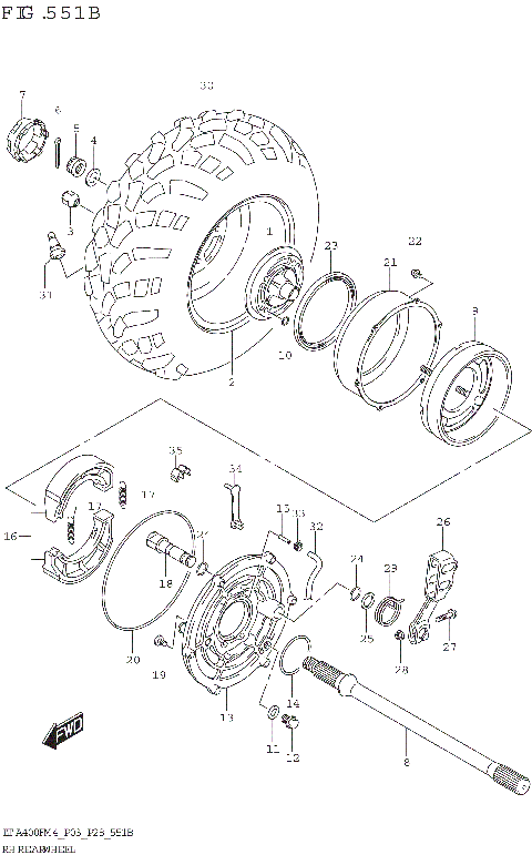 RH REAR WHEEL (LT-A400FZ)