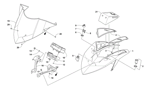 WINDSHIELD AND INSTRUMENTS ASSEMBLIES