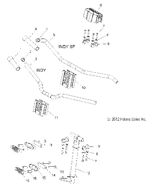 STEERING, UPPER and HANDLEBAR ASM. - S13CB6/CP6 (49SNOWHANDLEBAR13INDY)