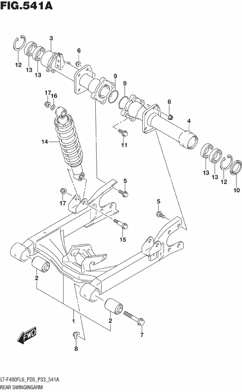 REAR SWINGINGARM (LT-F400FL6 P28)