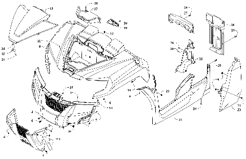 GRILLE, FRONT BODY PANEL, AND SIDE PANEL ASSEMBLY [303547]