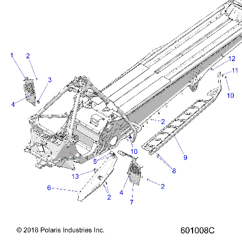 CHASSIS, CLUTCH GUARD, FOOTRESTS, AND RUNNING BOARDS - S21EHK8RC ALL OPTIONS (601008C)