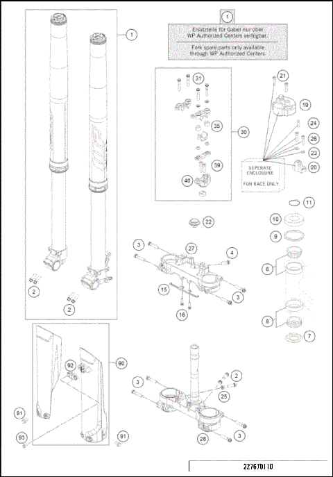 FRONT FORK, TRIPLE CLAMP